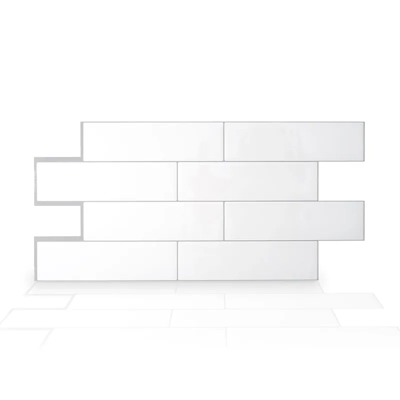 Smart Tiles 10.88 In. W X 22.56 In. L White Mosaic Vinyl Adhesive Wall Tile 2 Pc