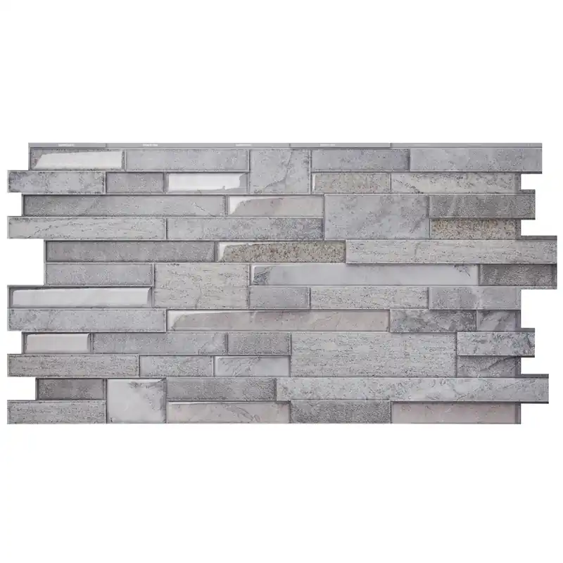 Smart Tiles 11.4 In. W X 22.5 In. L Gray Multiple Finish (Mosaic) Vinyl Adhesive Wall Tile 2 Pc