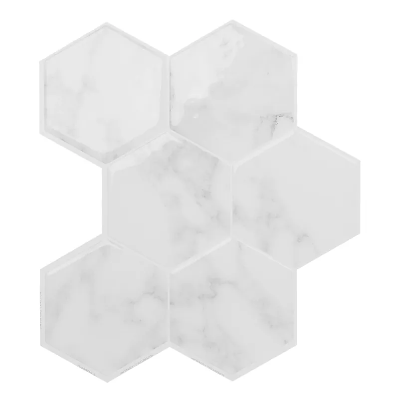 Smart Tiles 9.56 In. W X 10.61 In. L White Glazed Vinyl Adhesive Wall Tile 4 Pc