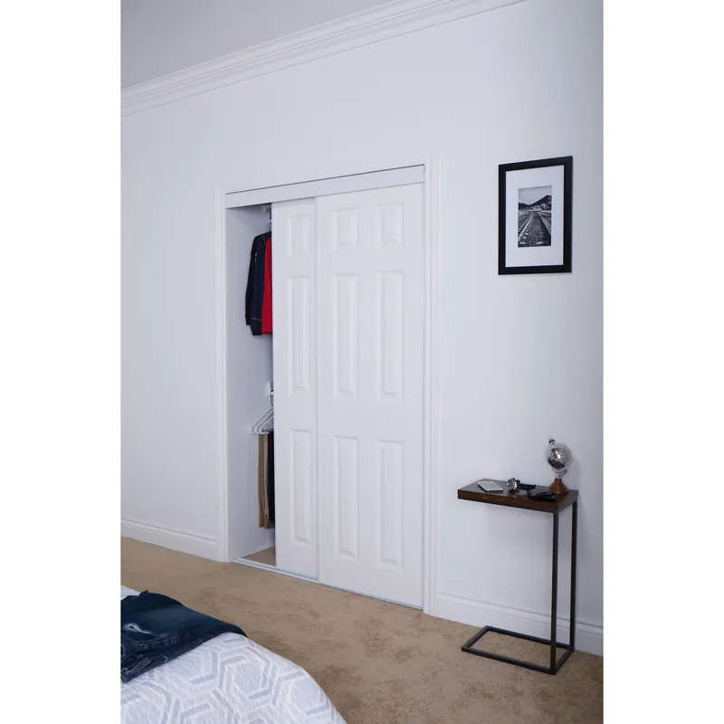 Erias 106 Series 71 In. W X 80-1/2 In. H White Vinyl Clad 6-panel Bypass Door
