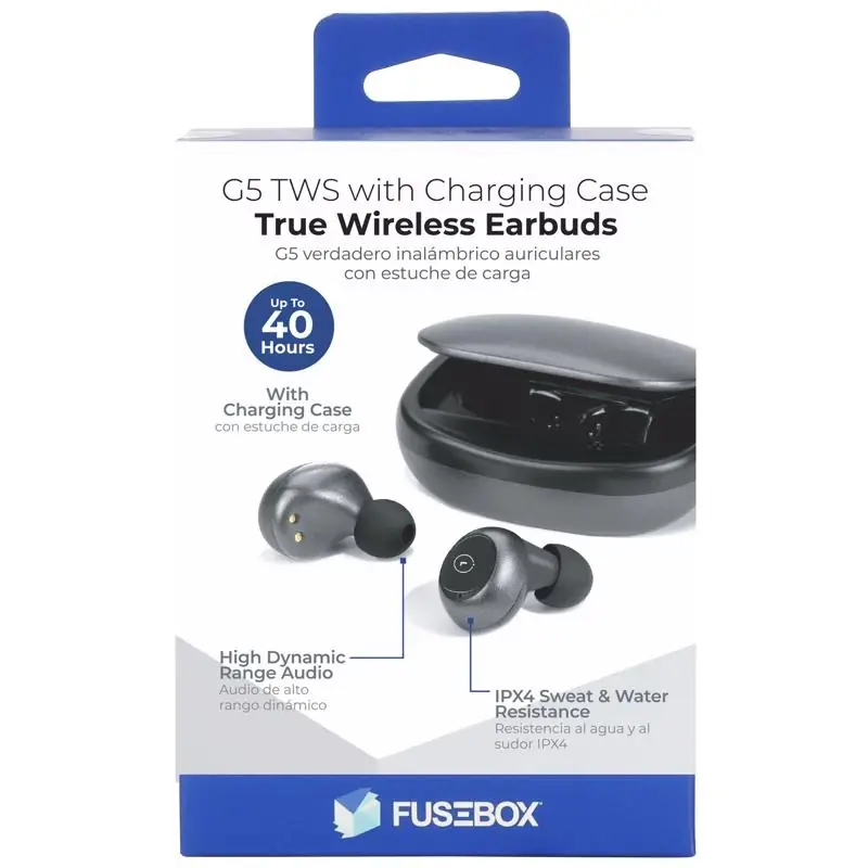 Fusebox Wireless Bluetooth Earbuds W/Charging Case 1 Pk