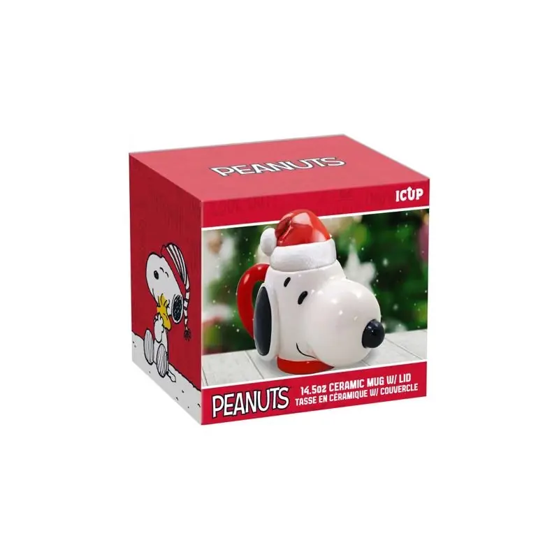 Nmr Icup 14.5 Oz Ceramic Snoopy Mug With Lid, Assorted Colors