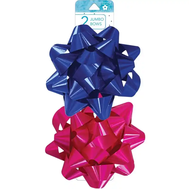 Izzy Ob Assorted Jumbo Bows - 6 Inch, Carded, Holiday Gift Wrap