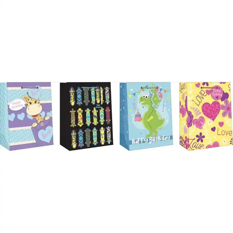 Assorted Juvenile Birthday Medium Gift Bag - 11" X 7.6" X 2.05"