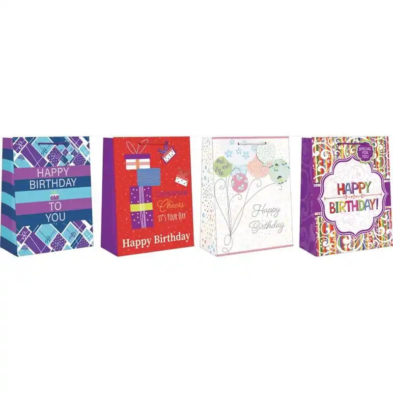 Assorted Large Adult Birthday Gift Bag - 14" X 11.25" X 2.85"