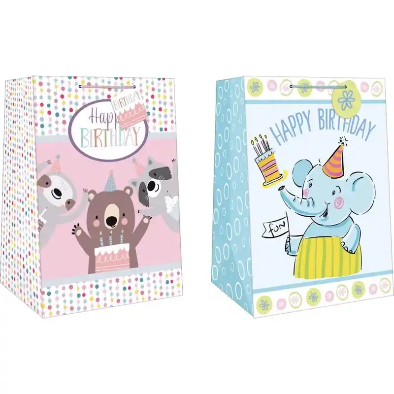 Mega Wide Jumbo Juvy Birthday Gift Bag - Assorted Colors, 19.5" X 14"