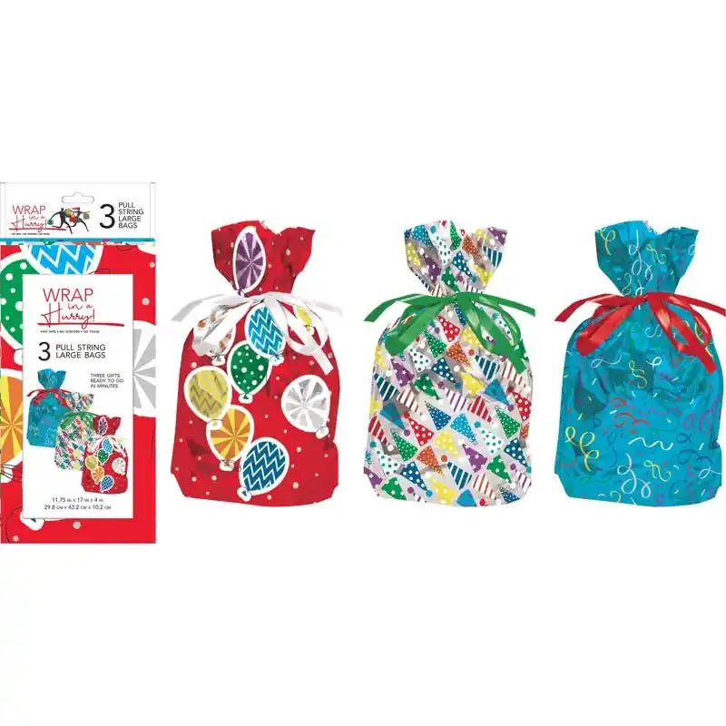 Assorted All Occasion Drawstring Gift Bag 12 X 17 In.