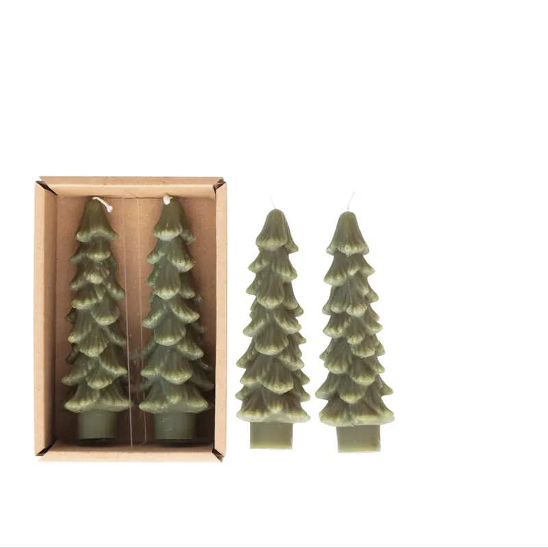 Flaire Evergreen Tree Taper Candle Set Of 2, 5 In. Indoor Christmas Decor