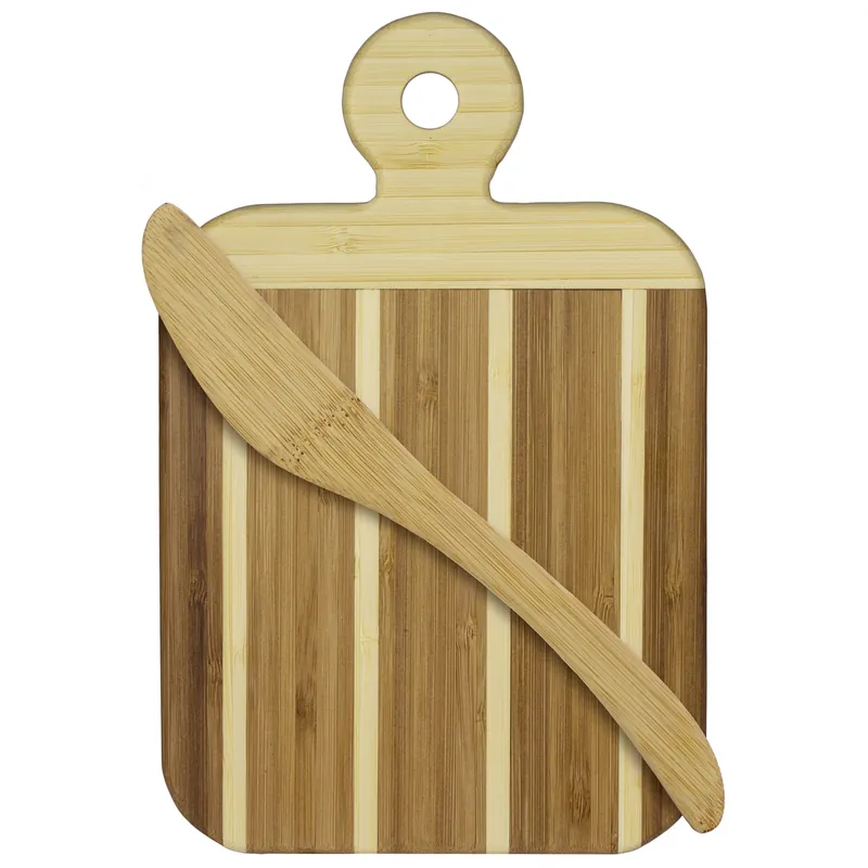 9 In. L X 6 In. W Bamboo Cutting Board Set With Spreader Knife
