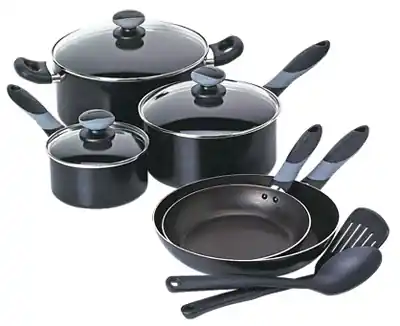 Get-A-Grip 10-Pc. Cookware Set, Black