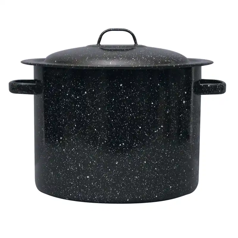 15.5 Qt. Black Porcelain Enamel Stockpot With Lid