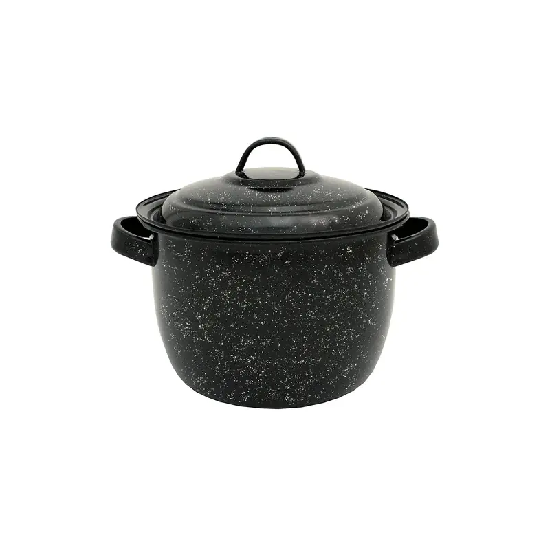 Porcelain Enamel Pot With Lid 8.6 In. Diameter, 4 Quart Capacity, Black