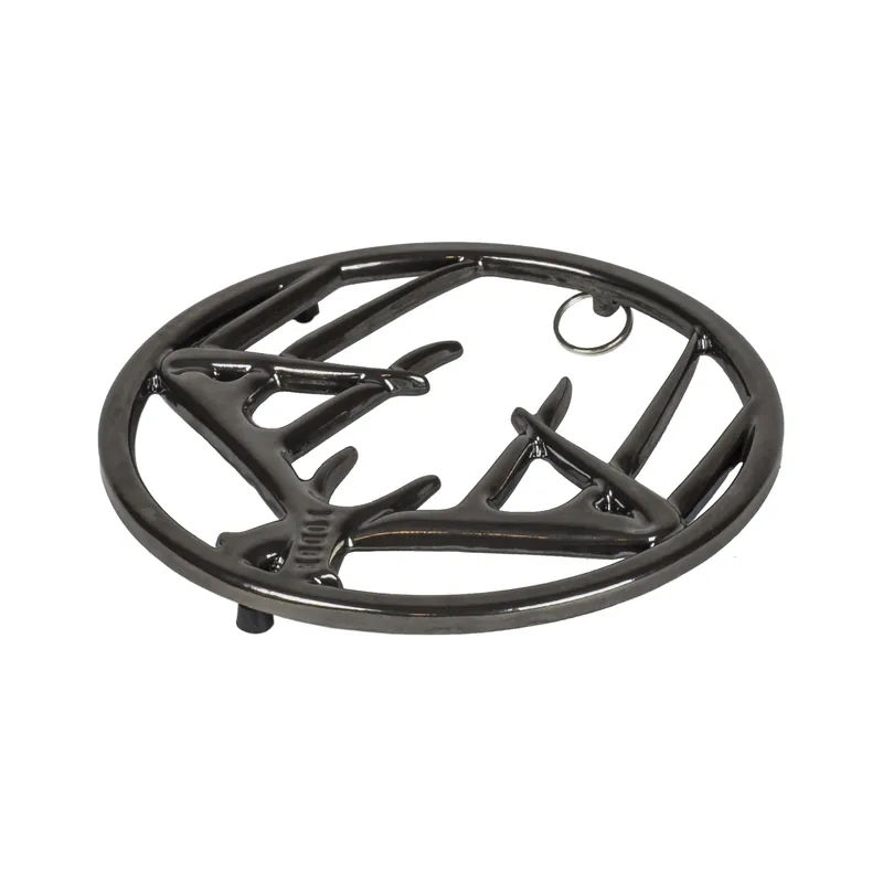 8 Inch Cast Iron Antler Trivet In Midnight Chrome With Metal Hanger