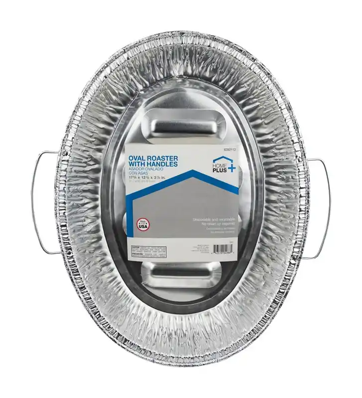 Home Plus Durable Foil 12-3/4 In. W X 17-3/8 In. L Oval Roaster Pan Silver 1 Pk