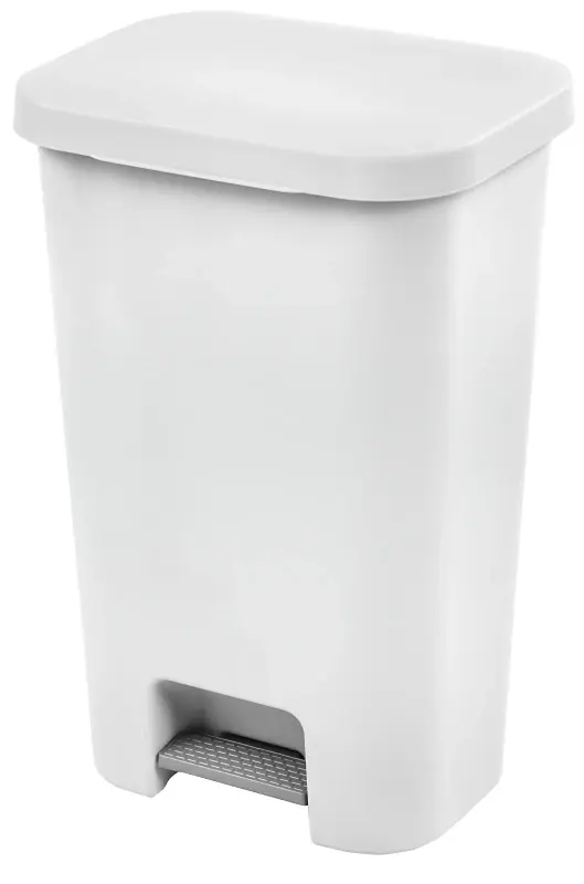 Step-On Kitchen Wastebasket, White, 11.9-Gallons