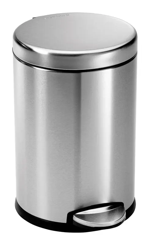 4.5-liter Fingerprint-proof Brushed Stainless Steel Round Step-on Trash Can