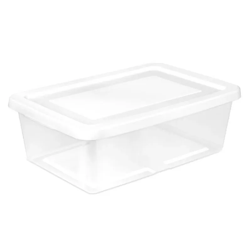 Sterilite 12‑Quart Clear & White Stackable Storage Bin – Transparent Polypropylene Box