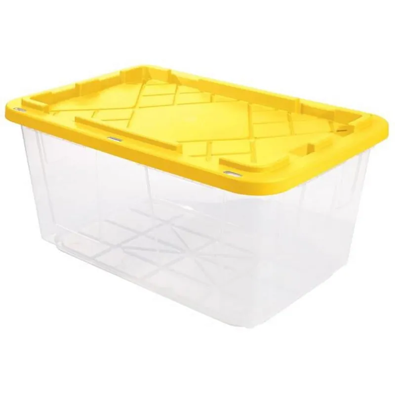 Greenmade 27 Gal Clear/Yellow Snap Lock Storage Box 14.7 In. H X 20.4 In. W X 30.4 In. D Stackable