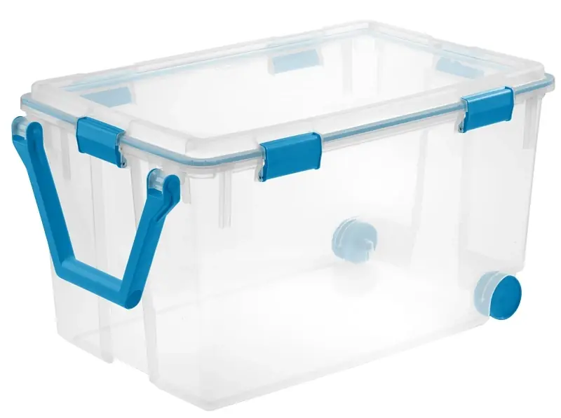 Sterilite 120 Qt Blue/Clear Storage Tote W/Wheels 16.75 In. H X 19.625 In. W X 30.25 In. D