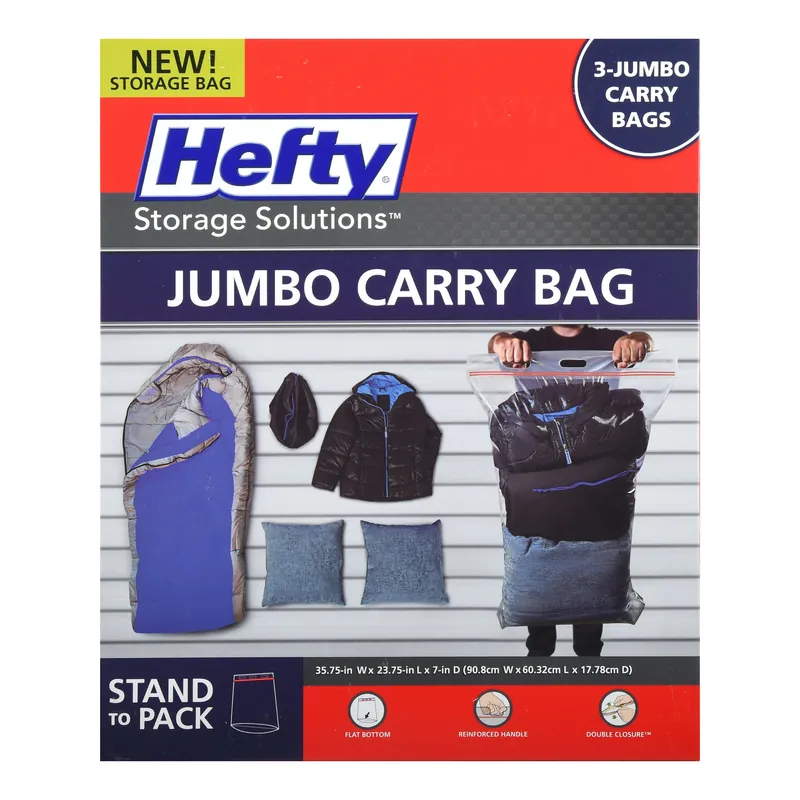 Clear Jumbo Carrying Bag - 35.8" X 23.8" - 3 Pack