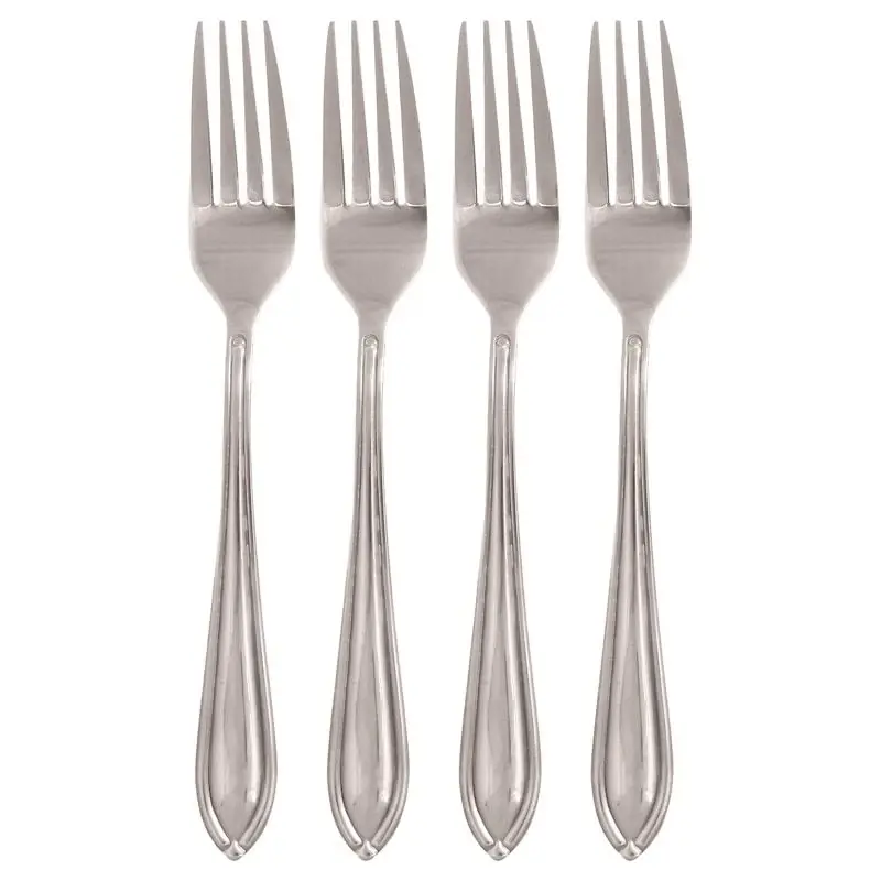 Ginger Silver Stainless Steel Casual Dinner Fork Set 4 Pieces