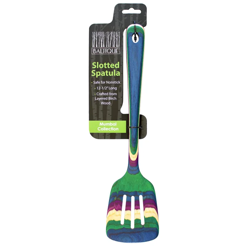 Baltique Multicolored Birch Wood Slotted Spatula 12.5 Inches
