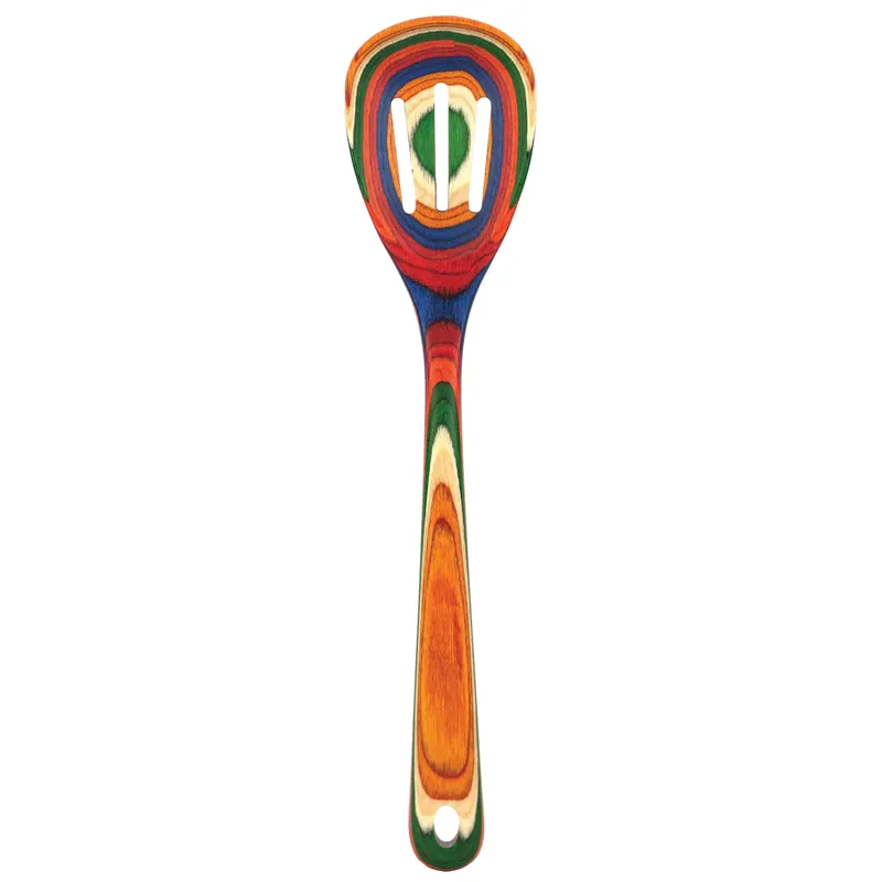 Baltique Multicolored Birch Wood Slotted Spoon 12.5"