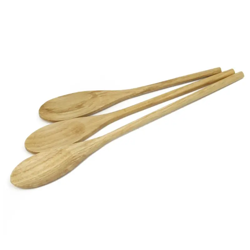 Brown Hardwood Wooden Spoon Set - 3 Pieces, 14.25 In Length