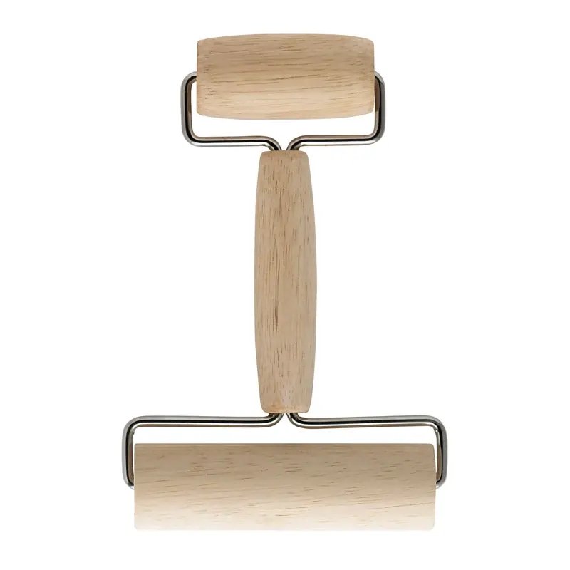 7 In. L X 4.5 In. D Wood Double Dough Roller For Baking