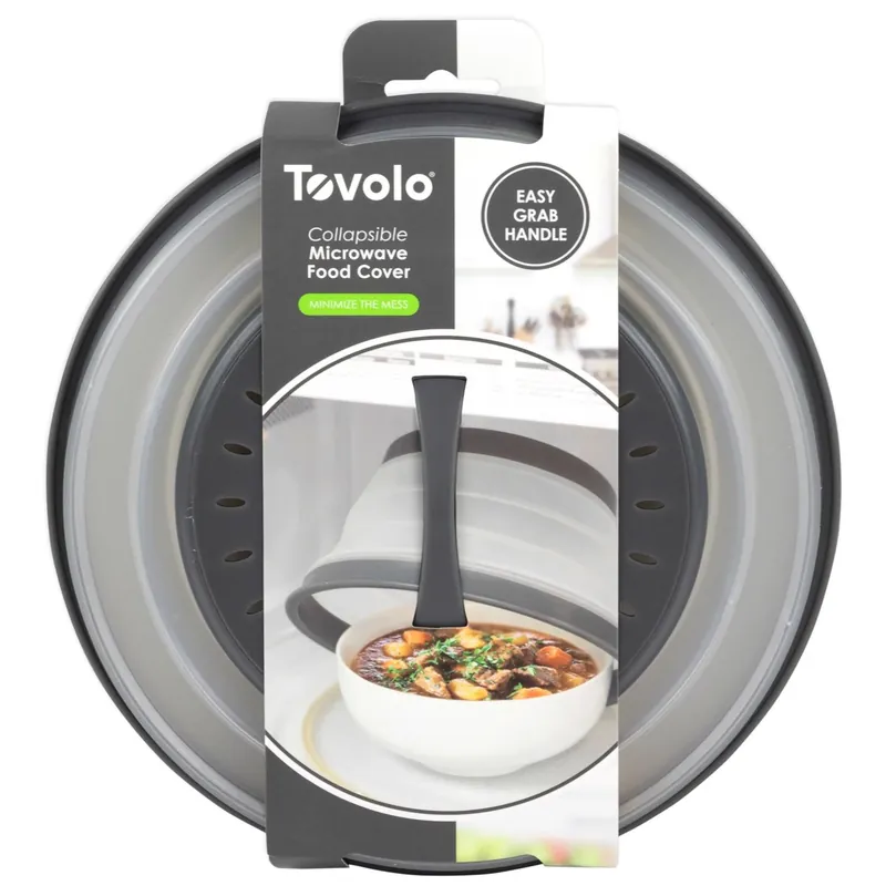 Gray/white Plastic Microwave Collapsible Food Cover, Small, Model 47003-200