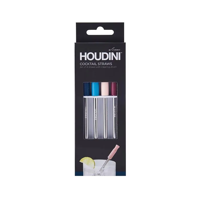 Assorted Stainless Steel And Silicone Cocktail Straws - Set Of 4