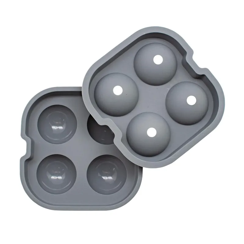 Gray Silicone Ice Tray - 4-ball Design, Dishwasher & Microwave Safe