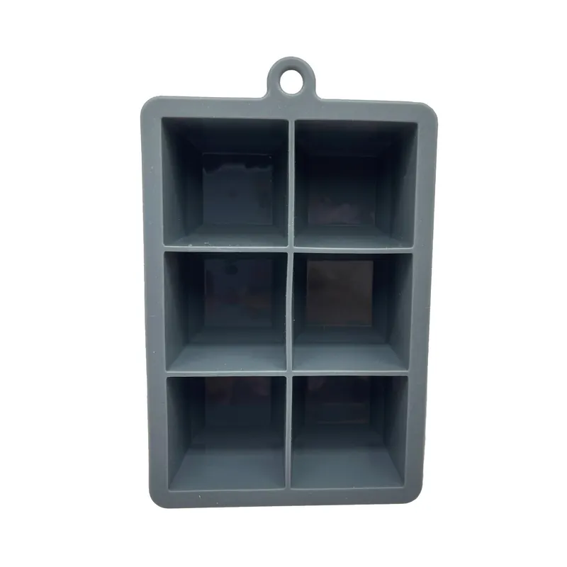 Gray Silicone Big Ice Cube Trays - 6-cube Design For Effortless Ice Release