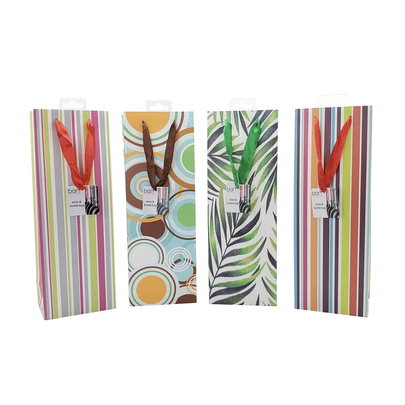 12 Lb. Capacity Multicolored Paper Bottle Gift Bag - Perfect For Wine And Spirits
