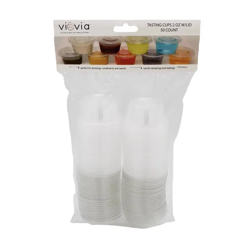 2 Oz Clear Polypropylene Tasting Cups With Lid - 50 Pack