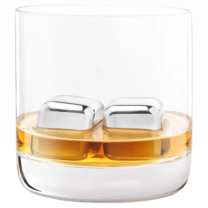 Silver Stainless Steel Chilling Stones - Set Of 2, 1 In. Square Cubes