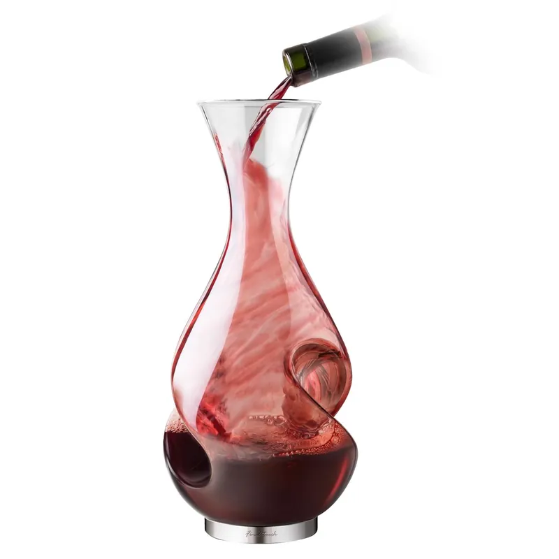 25.4 Oz Clear Glass And Stainless Steel Aerating Wine Pourer Wda650