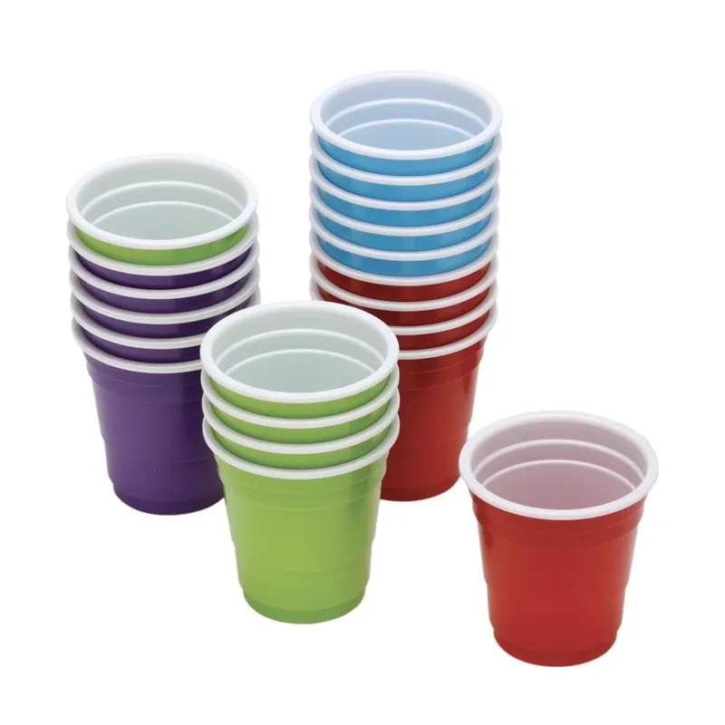 Assorted Polypropylene Disposable Shot Glass - 20 Pack