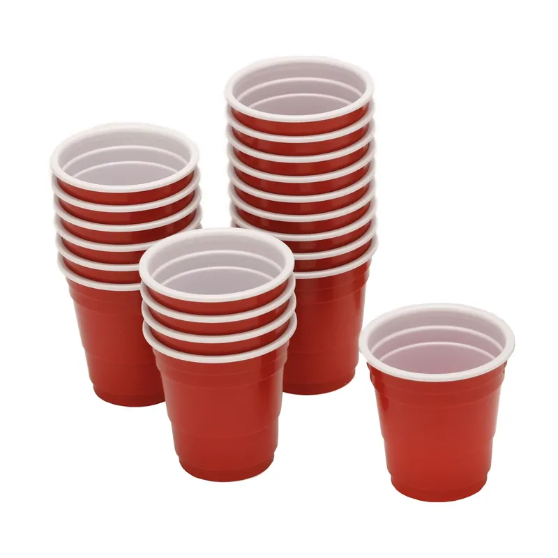 2 Oz Red/white Polypropylene Disposable Shot Glass - 20 Pack