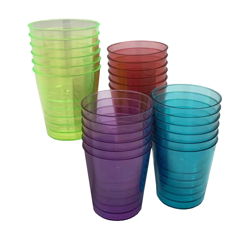 1 Oz Assorted Polyethylene Disposable Shot Glass - 24 Pack