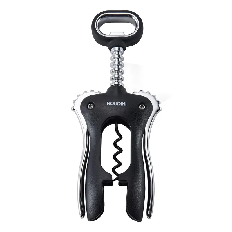 Black Stainless Steel Wing Corkscrew - 8 Inch Durable Barware Tool