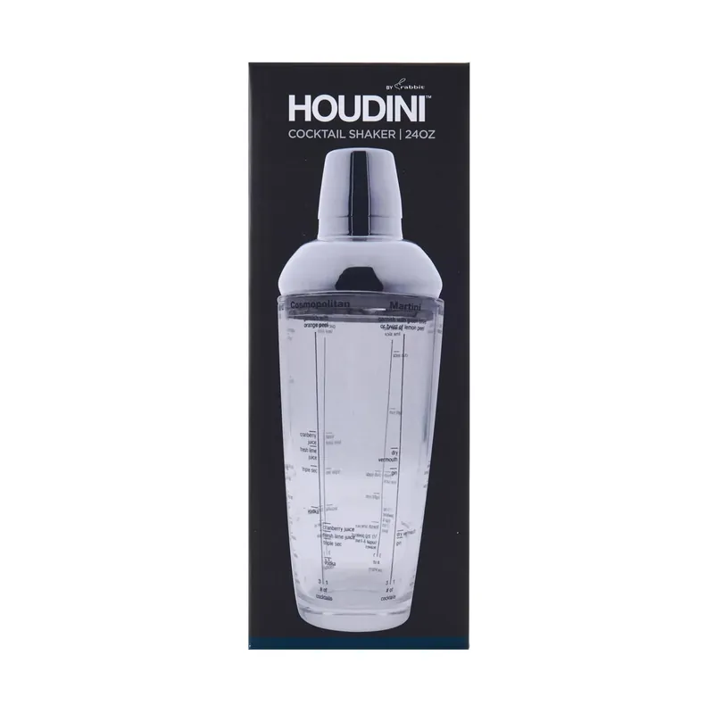 24 Oz Clear Glass And Stainless Steel Cocktail Shaker With Strainer And Jigger