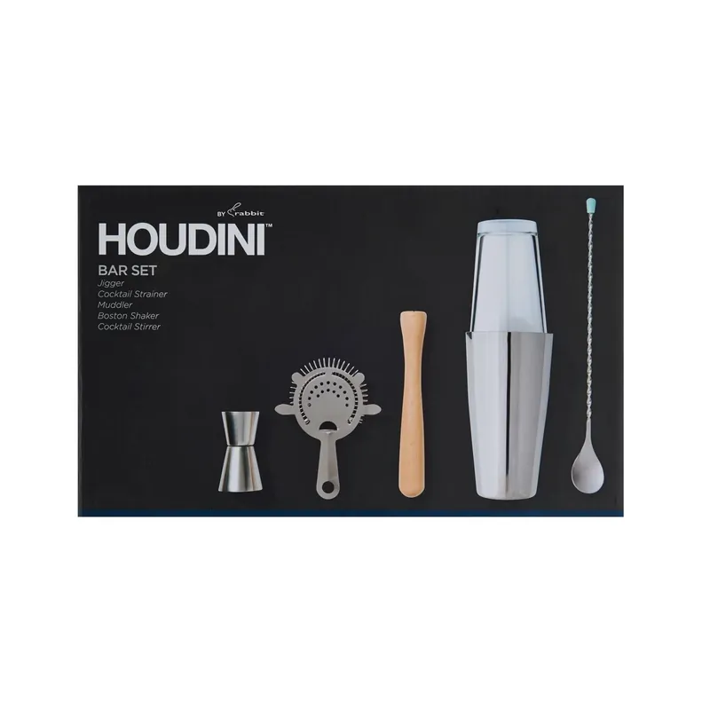 Assorted Stainless Steel Bar Tool Set - 6 Piece Cocktail Mixing Kit