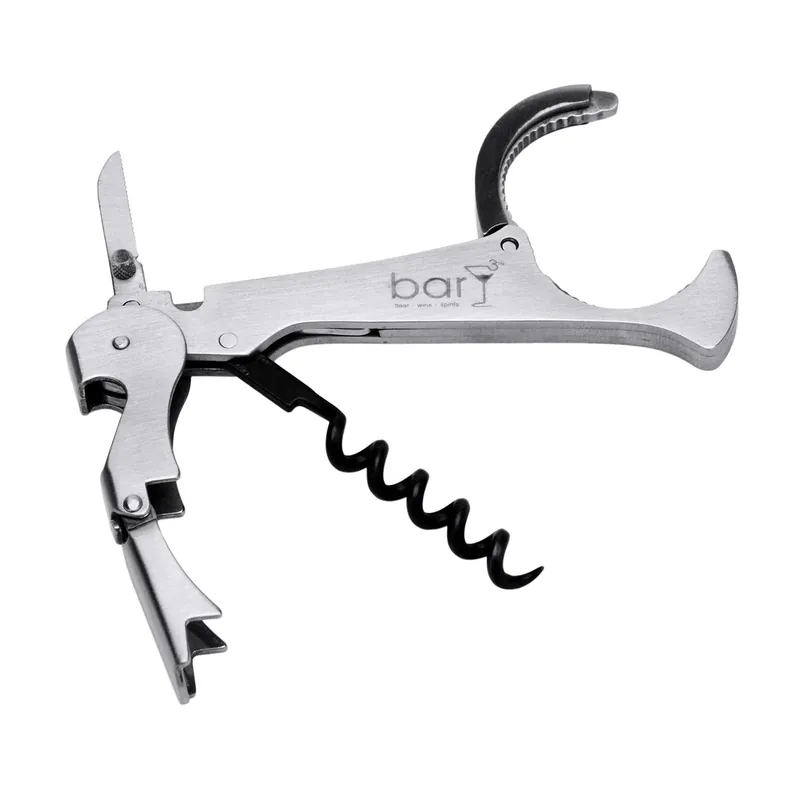 Black/silver Stainless Steel Multi-function Waiter‘s Corkscrew With Foil Cutter