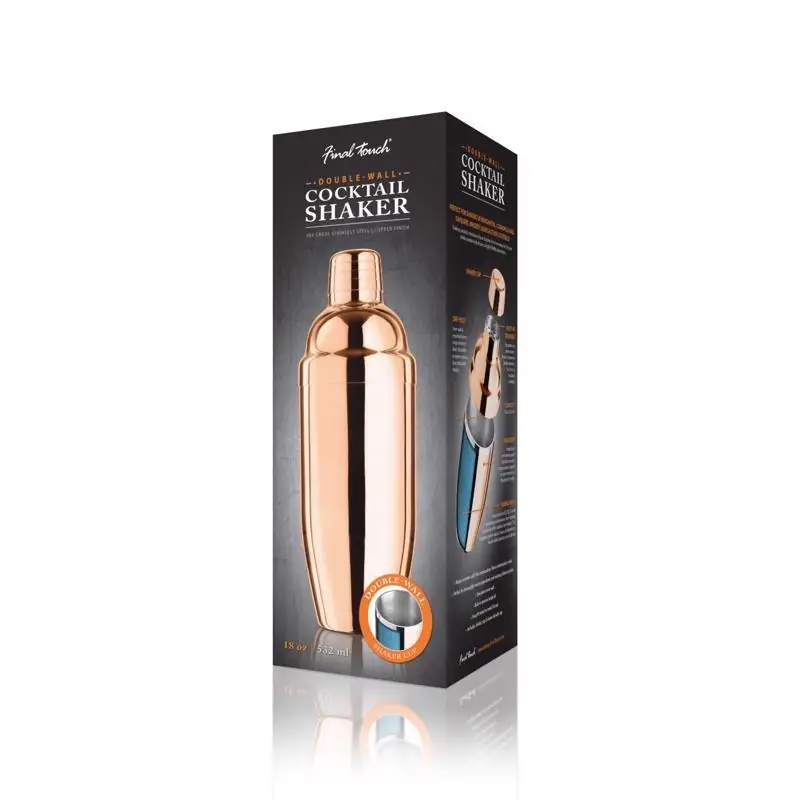 18 Oz Copper Stainless Steel Cocktail Shaker With Strainer - Fta1850-17