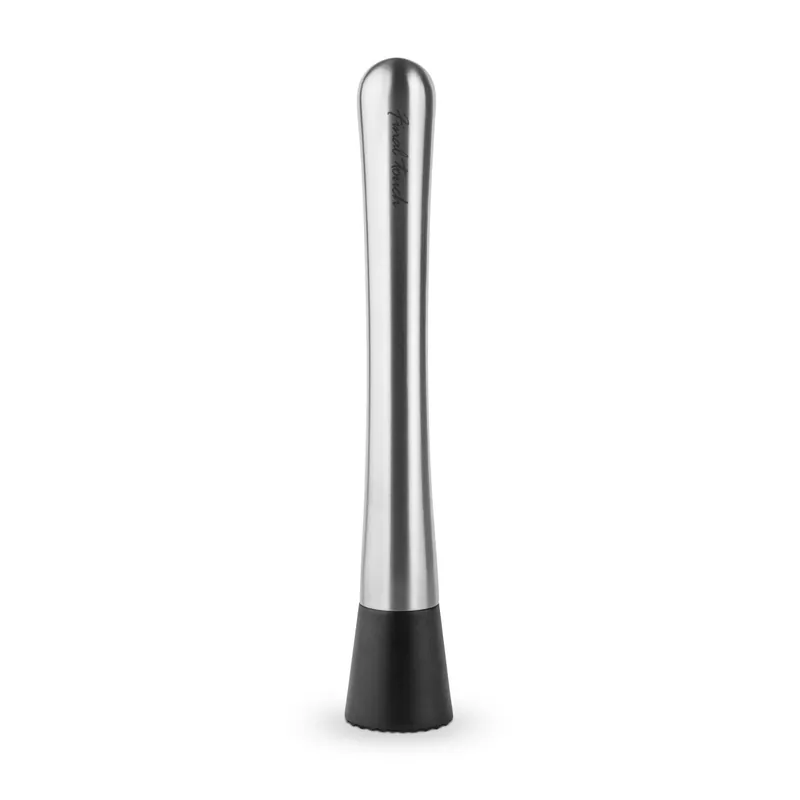Black/silver Plastic And Stainless Steel Muddler - 8.1 Inches