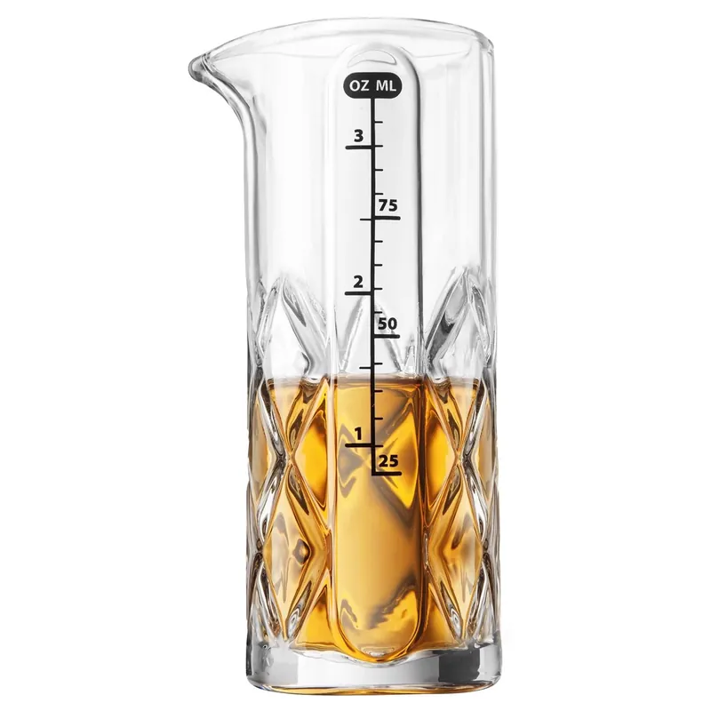 3.4 Oz Clear Glass Yarai Jigger - Heavy Duty Cocktail Measuring Tool