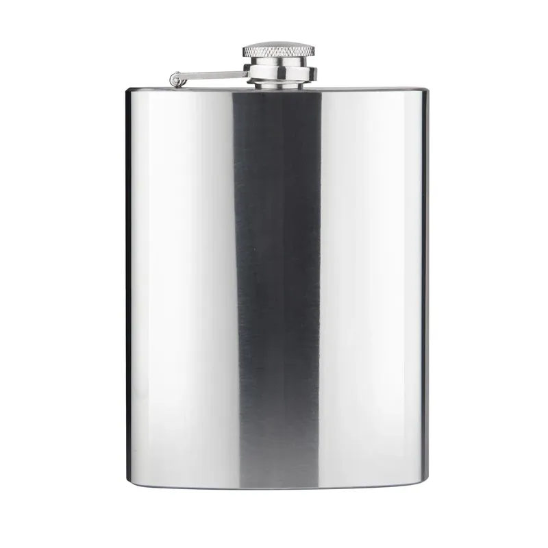 8 Oz Silver Stainless Steel Flask With Screw Down Cap