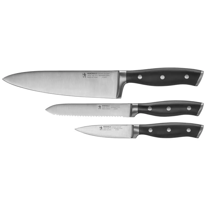 3 Piece Stainless Steel Chef‘s Knife Set With Plastic Handles