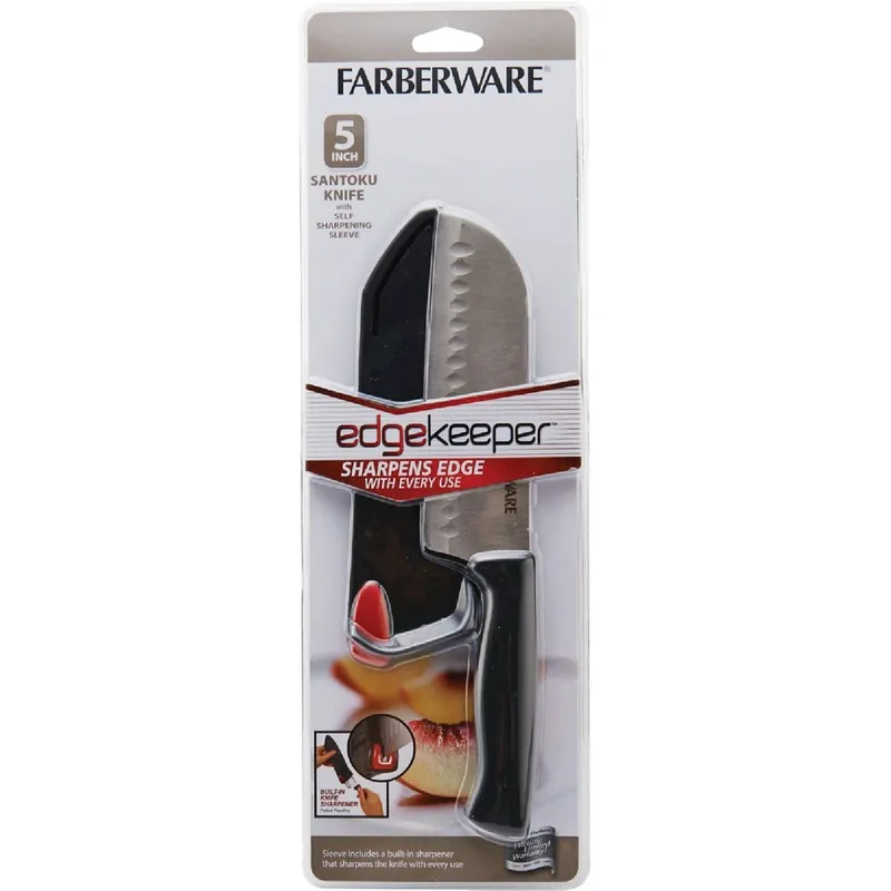 Farberware 5 In. Black Santoku Knife With Edgekeeper Sheath And Sharpener
